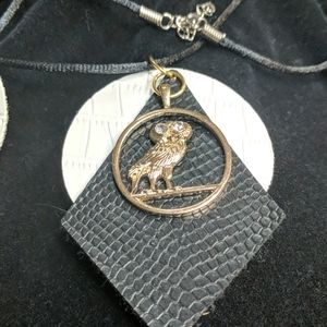 Handmade Faux Leather Owl Earrings/Necklace